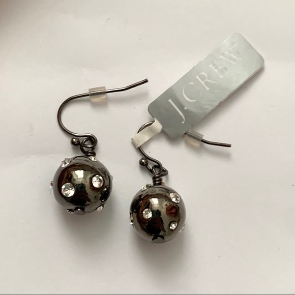 NWT J Crew Studded Ball Drop Earrings Fish hook - Picture 2 of 4